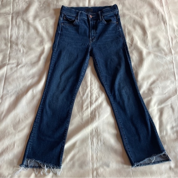MOTHER- Insider Crop Step Fray Ankle Jeans in Dark Wash Here Kitty Kitty Size 25 - Picture 3 of 11